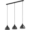 Image de Eglo Suspension luminaire Beleser, lampe de plafond suspendue à 3 flammes, lustre salon ou salle à manger en métal noir et verre fumé noir transparent, douille E27, 90,5 cm
