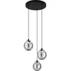 Image de Eglo Suspension luminaire Ariscani, lampe de plafond suspendue à 3 flammes | grappe de pendentifs, lustre salle à manger en métal noir et verre fumé noir transparent, douille E27, Ø 42,5 cm