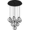 Image de Eglo Suspension luminaire Ariscani, lampe de plafond suspendue à 10 flammes, grappe de pendentifs, lustre salle à manger en métal Noir et verre fumé Noir transparent, douille E27, Ø 65,5 cm