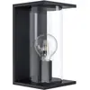 Image de Eglo Cascinetta Applique Murale d'Extérieur en Acier Galvanisé avec 1 Ampoule E27 Ip44 Noir et Verre Transparent