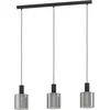 Image de Eglo Suspension Gorosiba, lampe à 3 flammes, verre fumé noir, métal douille E27, L 85 cm, idéale pour table manger