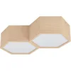 Image de Eglo Plafonnier Mirlas à 2 flammes, luminaire intérieur en bois naturel et plastique blanc, lampe de plafond pour salon, chambre à coucher et couloir, douille E27