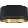 Image de Eglo Luminaire plafonnier Esteperra, lustre au style vintage et rétro en acier et textile, noir, doré, lampe de plafond pour salon, cuisine et couloir, douille E27