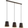 Image de Eglo Suspension luminaire Segezia, lustre chambre à 3 flammes, plafonnier salon ou salle à manger en métal couleur moka, intérieur doré, douille E27