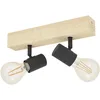 Image de Eglo Lampe de plafond TOWNSHEND 3, 2 flammes spot de plafond vintage au design industriel, lampe rétro en acier et en bois, noir, marron, douille E27, certifié FSC