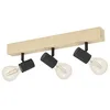 Image de Eglo Lampe de plafond TOWNSHEND 3, spot de plafond vintage à 3 flammes au design industriel, lampe rétro en acier et en bois, noir, marron, douille E27, certifié FSC