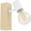 Image de Eglo Applique murale Townshend 3, luminaire mural vintage de style industriel, lampe rétro en acier et bois, couleurs blanc et brun, douille E27, certifié FSC