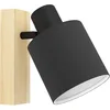 Image de Eglo Applique murale intérieure Batallas, luminaire d’intérieur au style scandinave, lampe de salon et de couloir en bois, tissu et métal, spot en noir et blanc avec douille E27