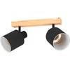 Image de Eglo Luminaire plafonnier Batallas avec 2 spots orientables en noir et blanc, lampe de plafond naturelle au style scandinave, en bois, métal et tissu, douille E27