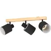 Image de Eglo Luminaire plafonnier Batallas avec 3 spots orientables en noir et blanc, lampe de plafond naturelle au style scandinave, en bois, métal et tissu, douille E27