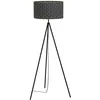 Image de Eglo Lampadaire sur pied Marasales, luminaire élégant en tissu et métal noir, lampe de salon avec interrupteur à pied, douille E27