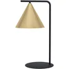 Image de Eglo Lampe de chevet Narices, lampe de table minimaliste pour salon, luminaire design en métal laiton brossé noir et doré avec interrupteur, douille E27