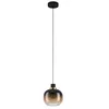 Image de Eglo Suspension Oilella 1 flamme, verre fumé, métal noir-brun et laiton, boule en verre, E27, Ø 19 cm, pour table à manger, lampe plafond suspendue