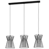 Image de Eglo Suspension luminaire Maseta, lustre chambre à 3 flammes, plafonnier salon ou salle à manger en métal noir et verre fumé, douille E27