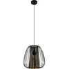 Image de Eglo Suspension luminaire Curasao, lustre chambre, plafonnier salon ou salle à manger en métal et textile noir, intérieur doré, douille E27