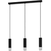Image de Eglo Suspension luminaire LED Butrano, lustre chambre minimaliste à 3 flammes, plafonnier salon ou salle à manger en métal noir et argenté, blanc chaud, douille GU10