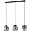 Image de Eglo Suspension luminaire Floresta, lustre chambre à 3 flammes, plafonnier salon ou salle à manger en métal noir et verre fumé, douille E27