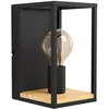 Image de Eglo Applique murale intérieure Libertad, luminaire d’intérieur en métal noir et bois naturel, lampe de salon avec interrupteur, douille E27
