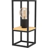 Image de Eglo Lampe de chevet Libertad, lampe de table pour salon, luminaire design en métal noir et bois naturel avec interrupteur, douille E27