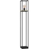 Image de Eglo Lampadaire sur pied Libertad, luminaire en métal noir et bois naturel, lampe de salon avec interrupteur à pied, douille E27