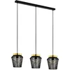 Image de Eglo Suspension luminaire Escandidos, lustre chambre à 3 flammes, plafonnier salon ou salle à manger en métal noir et laiton brossé, douille E27