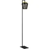 Image de Eglo Lampadaire sur pied Escandidos, luminaire en métal noir et laiton brossé, lampe de salon avec interrupteur à pied, douille E27