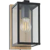 Image de Eglo Applique murale extérieure Budrone, éclairage mural d'extérieur, luminaire pour terrasse et balcon, métal noir et aspect bois, douille E27, IP44