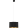 Image de Eglo Suspension luminaire Zaragoza, lustre pour chambre, salon et salle à manger, lampe de plafond suspendue, abat-jour en tissu noir et doré avec décor, douille E27, Ø 38 cm