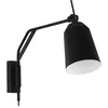 Image de Eglo Applique murale intérieure Loreto, spot avec interrupteur et prise, lampe de lecture avec bras articulé, luminaire pour salon, chambre et bureau, métal noir et blanc, douille E27