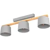 Image de Eglo Luminaire plafonnier Mariel, lampe de plafond avec 3 spots, lampe de salon au style scandinave, FSC100HB, acier gris clair et bois naturel, douille E27