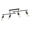Image de Eglo Rail spot Lurone, rampe de 4 spots orientables, barre de spots pivotants, plafonnier en métal noir et laiton, lampe de plafond avec douille E27