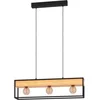 Image de Eglo Suspension luminaire Libertad 1, lustre à 3 lampes avec 2 pots de fleur, FSC100HB, plafonnier décoratif pour salon et salle à manger, bois naturel et métal noir, douille E27