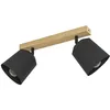 Image de Eglo Rail spot Cotorro, rampe de 2 spots orientables, FSC100HB, barre de spots pivotants, plafonnier en bois naturel et métal noir, lampe de plafond avec douille E27