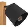 Image de Eglo Applique murale intérieure Cotorro, luminaire d'intérieur avec spot orientable, FSC100HB, lampe pour salon et couloir en métal noir et bois naturel, douille E27