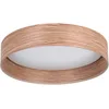 Image de Eglo Luminaire plafonnier Luppineria, panneau LED rond, lampe de plafond encadrée en bois plaqué chêne, métal et plastique blanc, blanc chaud