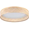 Image de Eglo Plafonnier bohème Luppineria, luminaire en saillie avec abat-jour en bambou, lampe de plafond pour salon en bois naturel et plastique blanc, blanc chaud
