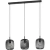 Image de Eglo Suspension luminaire Romazzina, lustre à 3 lampes pour salon et salle à manger, plafonnier à suspendre en métal noir, lampe de plafond avec douille E27