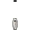 Image de Eglo Suspension luminaire Bajazzara, lustre pour salon et salle à manger, lampe de plafond à suspendre au design scandinave, bois couleur sable et métal noir, douille E27