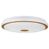 Image de Eglo Luminaire plafonnier Lanciano 1, panneau LED dimmable avec télécommande, lampe de plafond avec effet cristal en métal, bois et plastique en blanc et brun, blanc chaud-froid, Ø 40 cm