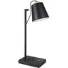 Image de Eglo Lampe de chevet LED Lacey, lampe de lecture avec fonction de chargement QI, lampe de table dimmable et tactile en métal noir et crème, éclairage pour salon et chambre, blanc chaud