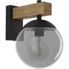 Image de Eglo Applique murale extérieure Bufalata, lampe de façade avec boule en plastique effet fumé, éclairage d extérieur en métal noir et aspect bois, luminaire avec douille E27, IP44
