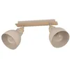 Image de Eglo Rail spot Arrecife, rampe de 2 spots orientables, barre de spots pivotants, plafonnier en métal couleur sable et bois chêne, lampe de plafond avec douille E27