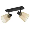 Image de Eglo Rail spot Coslada, rampe de 2 spots orientables, barre de spots pivotants au style industriel, plafonnier grillage en métal noir et laiton brossé, lampe de plafond avec douille E27