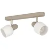 Image de Eglo Plafonnier Corato, 2 spots orientables, lampe de plafond pour salon et chambre, luminaire en métal couleur sable et argent, verre blanc opaque, douille E14