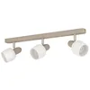 Image de Eglo Plafonnier Corato, 3 spots orientables, lampe de plafond pour salon et chambre, luminaire en métal couleur sable et argent, verre blanc opaque, douille E14
