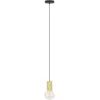 Image de Eglo Suspension Pozueta 1, luminaire pendentif pour salon et salle à manger, FSC100HB, douille E27 avec câble, lampe de plafond suspendue en métal noir et bois naturel, Ø 6,5 cm