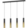 Image de Eglo Suspension LED Barbotto, lampe de plafond suspendue à 4 spots, luminaire pour salon et salle à manger, éclairage indirect, métal noir et doré, avec ampoule GU10, blanc chaud