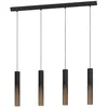 Image de Eglo Suspension LED Barbotto, lampe de plafond suspendue à 4 spots, luminaire pour salon et salle à manger, éclairage indirect, métal noir et aspect bois, avec ampoule GU10, blanc chaud