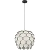 Image de Eglo Suspension luminaire Mattanza, lustre pour salon et salle à manger, lampe de plafond suspendue en bois gris clair et métal noir, douille E27, Ø 50 cm