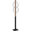 Image de Eglo Lampadaire LED Boyal, luminaire intérieur à pied avec 2 cercles lumineux, lampe de salon rustique en bois flambé et métal noir, éclairage blanc chaud, 150 cm